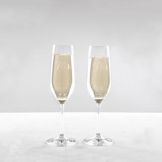 His & His Engraved Forte Champagne Flutes