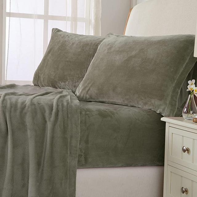 NY Loft Ultra Soft Micro Fleece Sheets Set with Extra Deep Pockets | Extra Soft Velvet Fleece Sheet Set | Super Plush Polar Fleece | Velvet Plush Cozy Warmth | Tribeca Collection (King, Fog Taupe)