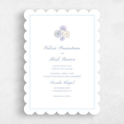 Blue Scalloped Wedding Invitation - Colombe Classic