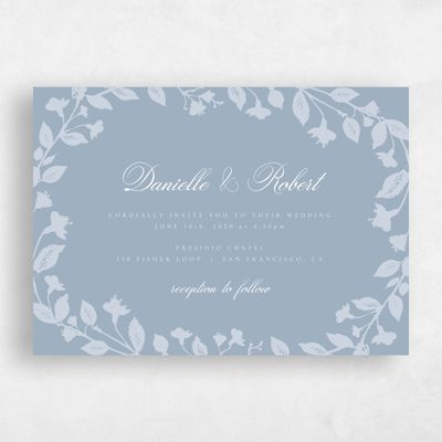 Powder Blue Wedding Invitation - Fawn Landscape