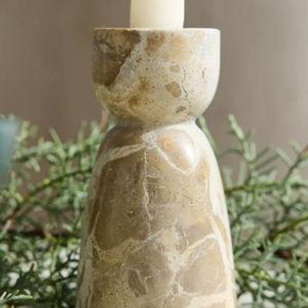 Marble Taper Holder: Sand (Tall)