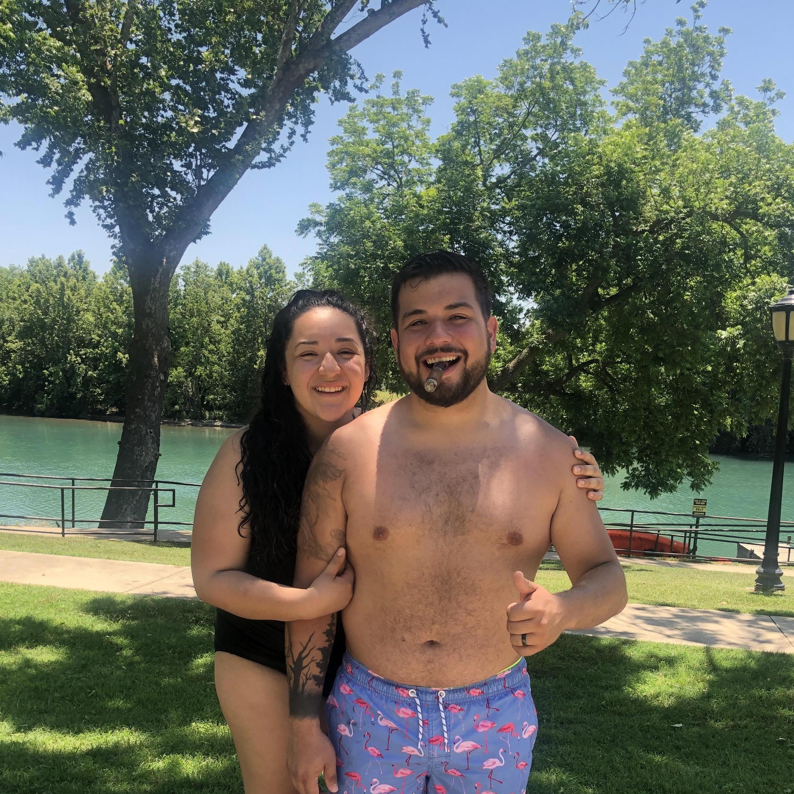 2018 river days and flamingo swim trunks