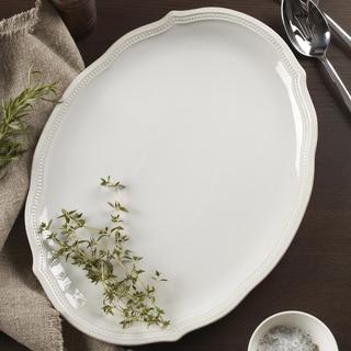 French Perle Bead Oval Platter