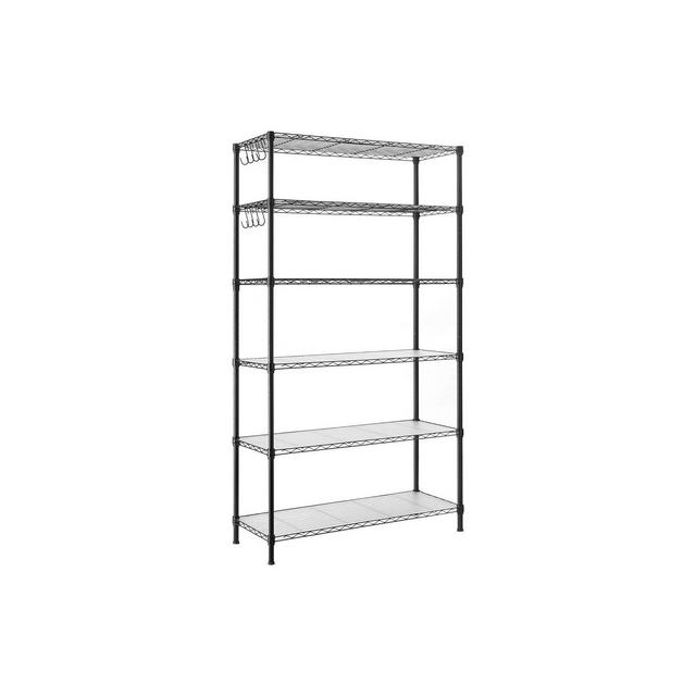 SONGMICS Garage Shelving, 6-Tier Wire Shelving Unit, Kitchen Storage Rack with Adjustable Shelves, for Living Room, Garage, Black