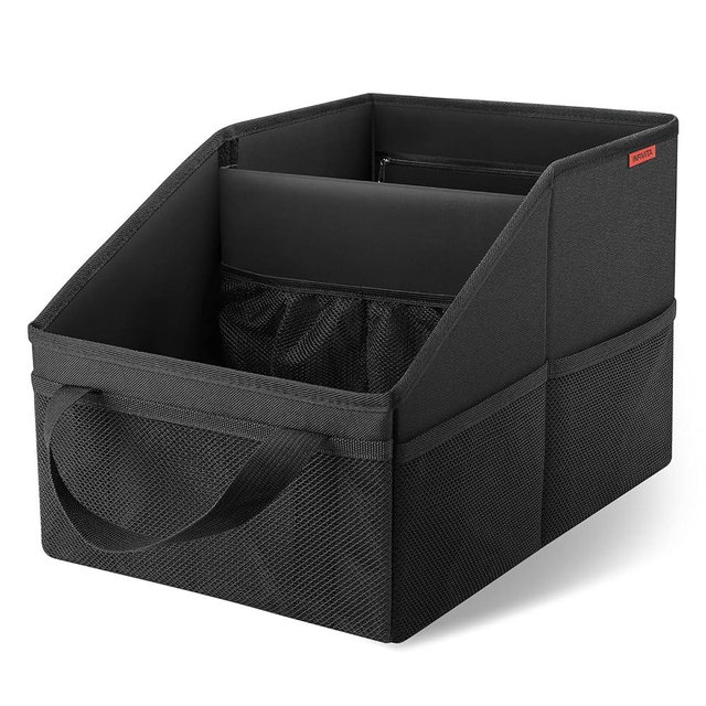 INFIVITA Car Organizer - Automotive Organizer for Front And Back Seat or Floor, Car Caddy Organizer with Divide, Handles and Multiple Mesh Pockets