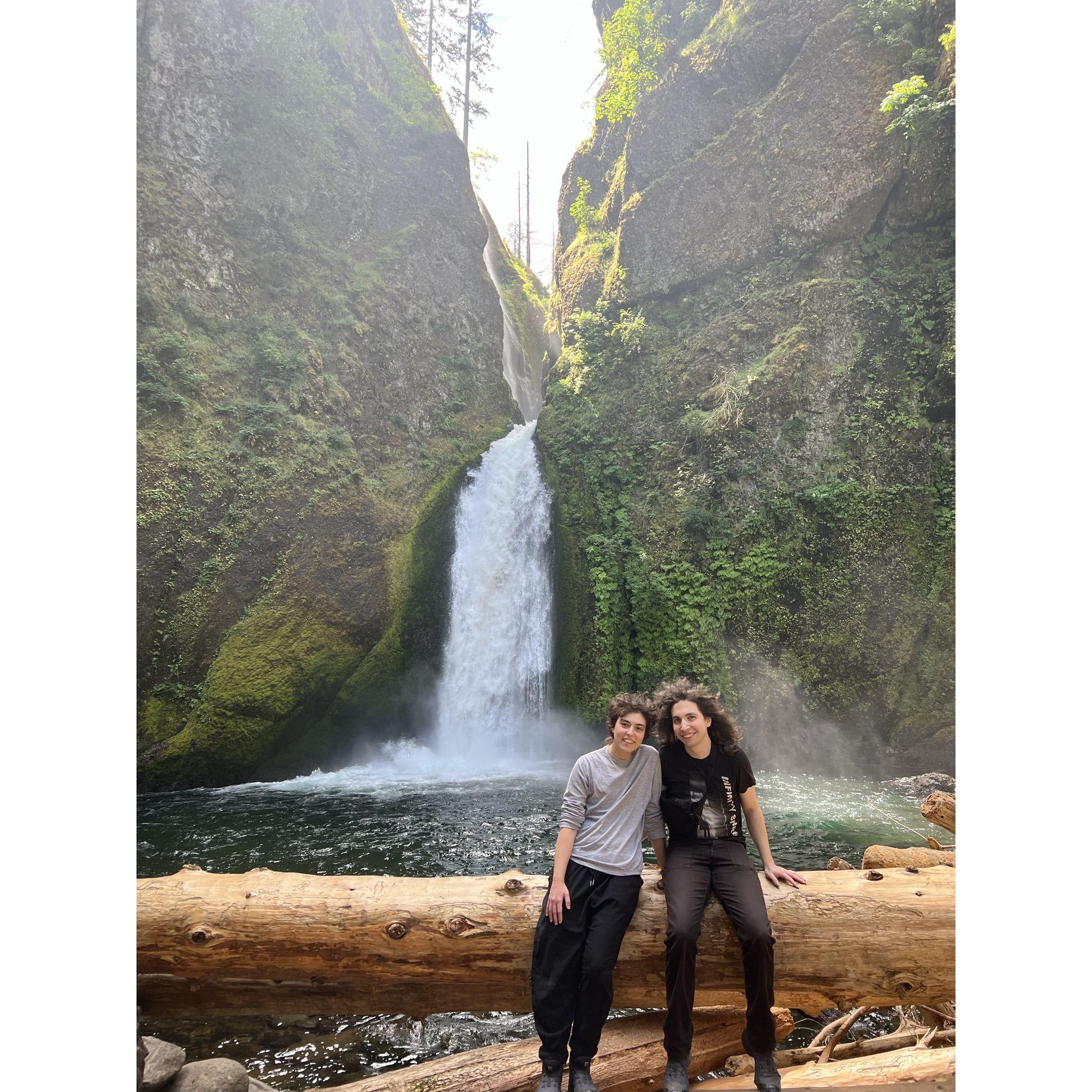 Beautiful waterfall in the Gorge outside Portland, OR