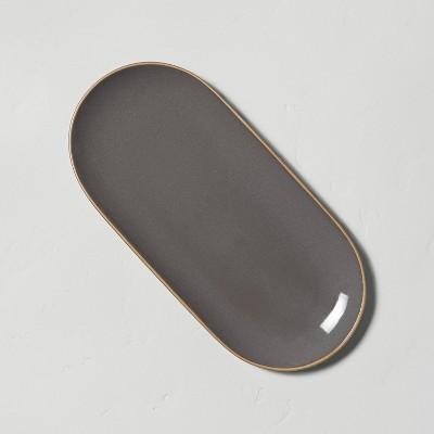 Stoneware Exposed Rim Oblong Serve Tray Gray - Hearth & Hand™ with Magnolia