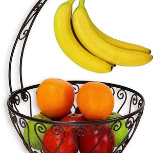 Simple Houseware - SimpleHouseware Fruit Basket Bowl with Banana Tree Hanger, Bronze