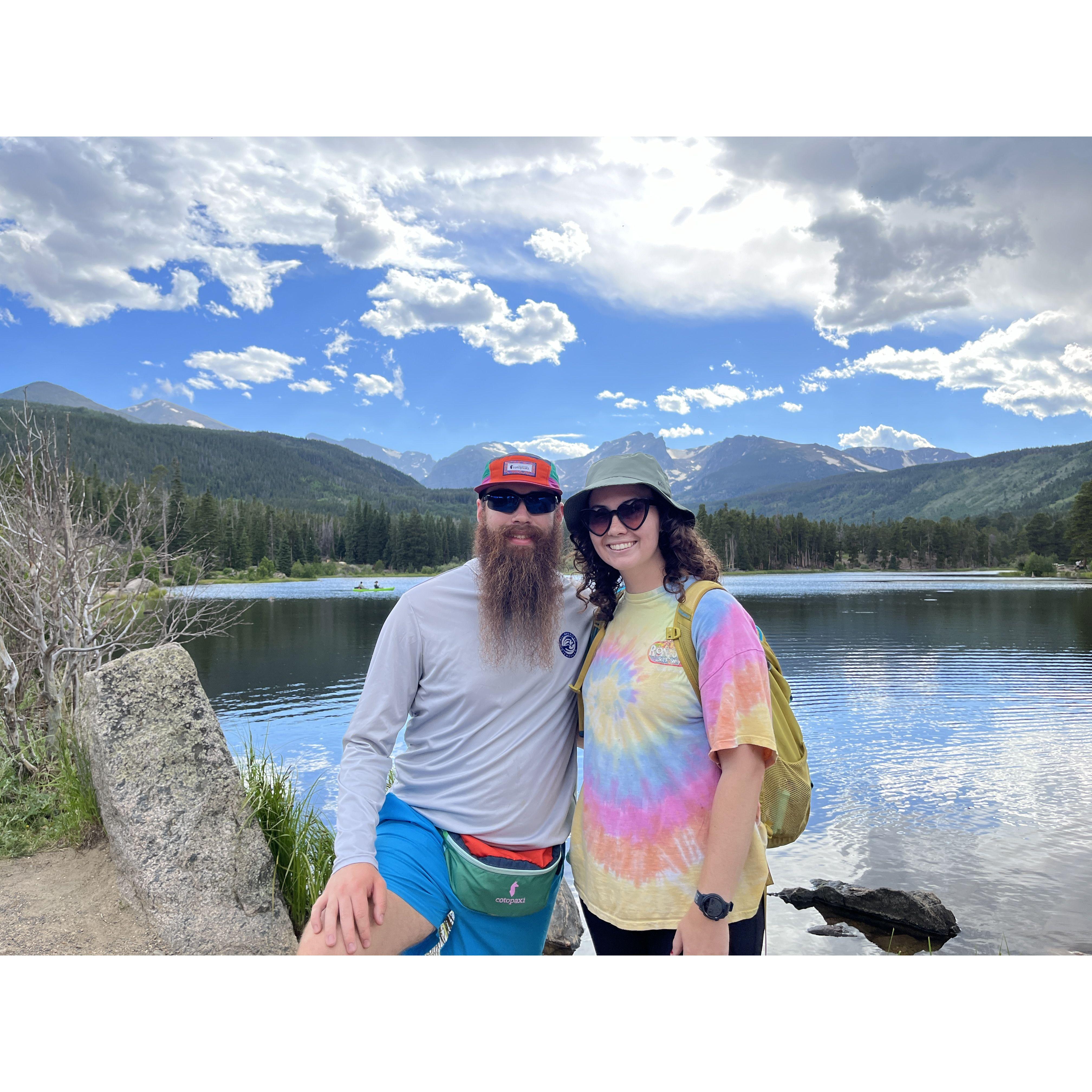 7/15/23: Camping in Estes Park. Liam had a close encounter with a moose on this trip.