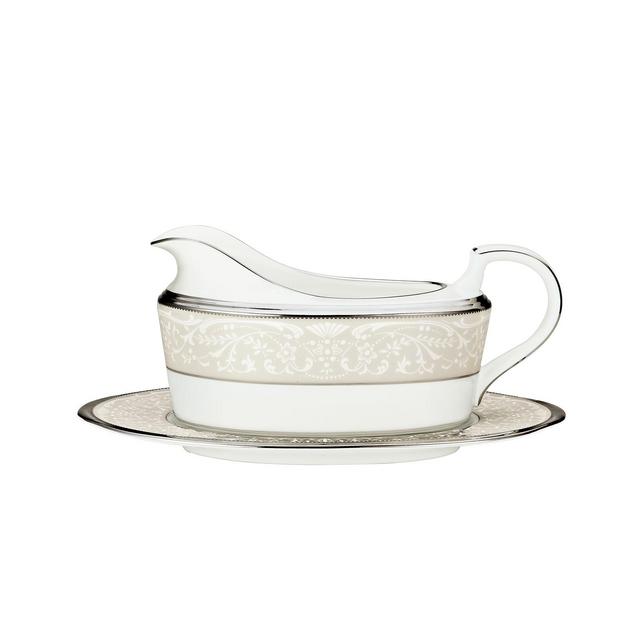 Noritake "Silver Palace" Gravy Boat with Stand