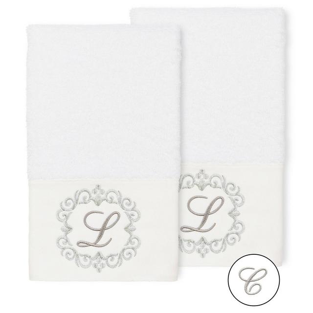 Set of 2 Monogrammed Hand Towels White/C - Linum Home Textiles