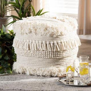 Bartow Moroccan Inspired Handwoven Cotton Pouf Ottoman