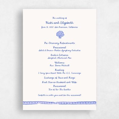 Blue Beach Wedding Program - Tenger