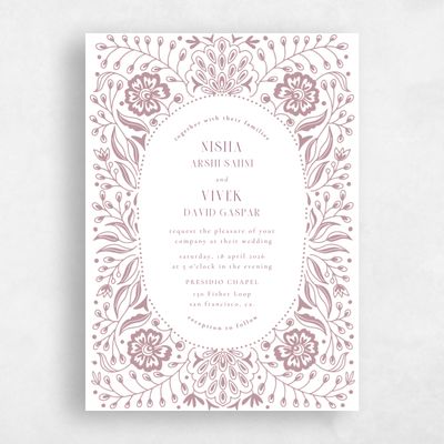 Dusty Rose, Pink Wedding Invitation - Calliope Portrait