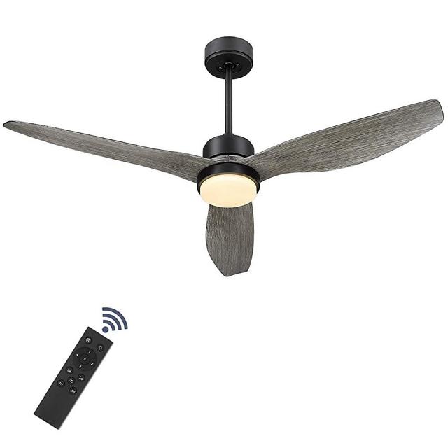 YOUKAIN Modern Ceiling Fan, 52 Inch Farmhouse Ceiling Fan with LED Light Kit, 3-Reversible Blades, Indoor/Outdoor, for Living room, Bedroom, Studyroom, Wooden Finish, 52-YJ359-WD