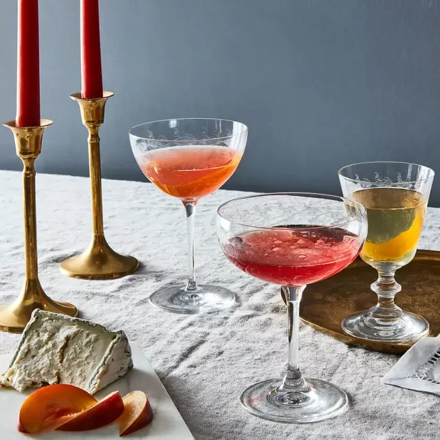 Vintage-Inspired Etched Coupe Glasses (set of 4)