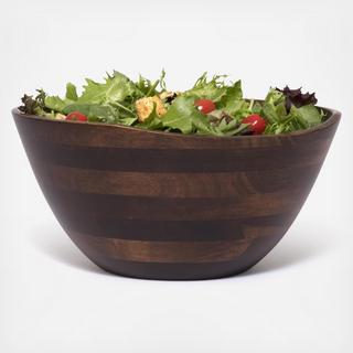 Walnut Finish Large Wavy Rim Bowl