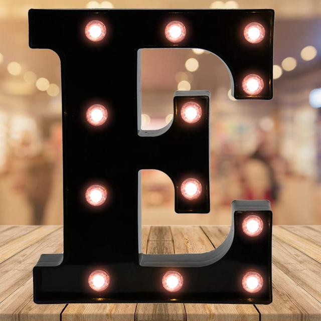 Light up Letters LED Letter Black Alphabet Letter Night Lights for Home Bar Festival Birthday Party Wedding Decorative (Black Letter E)