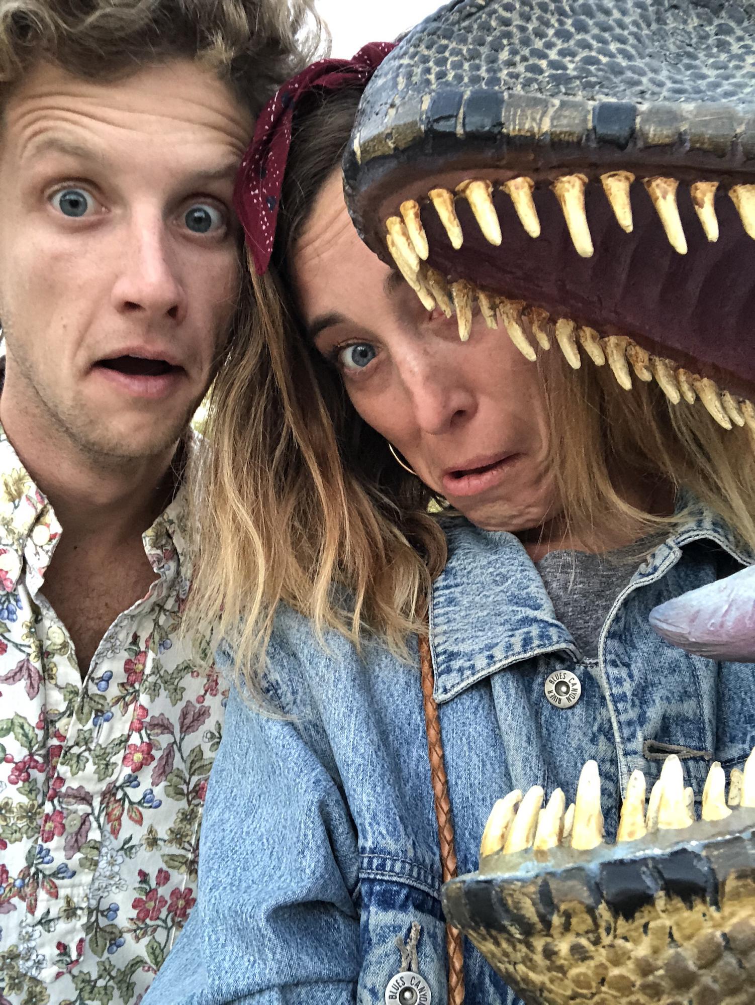 Smiles with dinos at the living desert in Palm Springs.