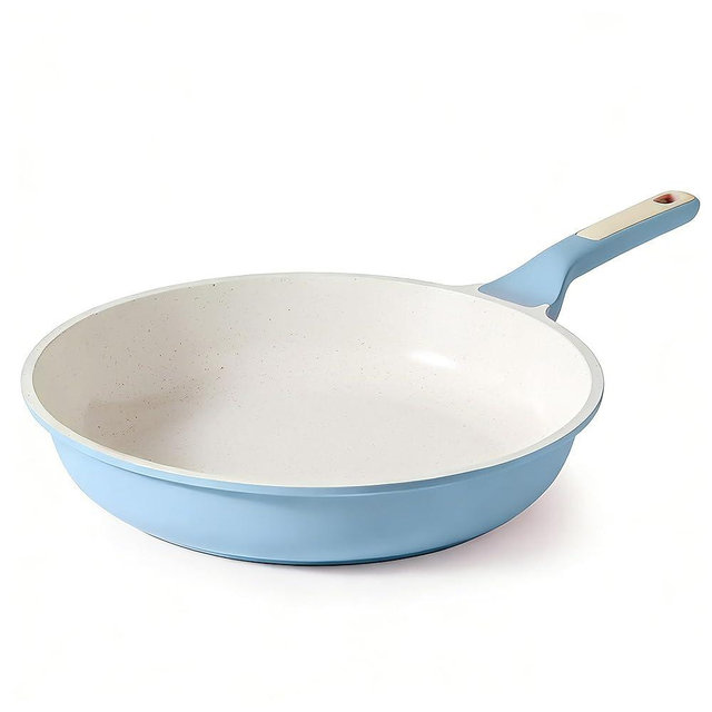 SENSARTE Nonstick Ceramic Frying Pan 9.5-Inch, Healthy Non Toxic Skillet, Induction Compatible Omelet Pan with Heat Resistant Handle, PFAS-Free, Blue