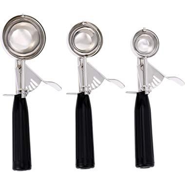 Cookie Scoop Set of 3,Ice Cream Scoop Set of 3,Stainless Steel Ice Cream Scoop with Trigger Include Small Size(1.58 Inch),Medium Size(1.97 Inch),Large Size(2.48 Inch)