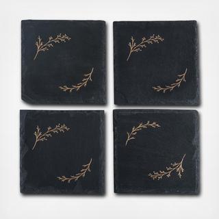 Rustic Holiday Gilded Coaster, Set of 4