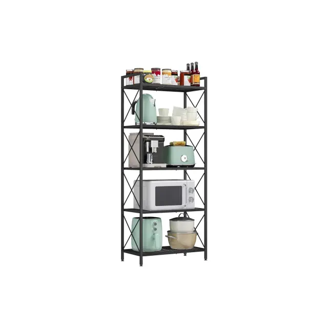 SONGMICS 5-Tier Storage Shelf Shelving Unit Heavy Duty Kitchen Storage Metal Garage Storage Organizer with X Side Frames Black