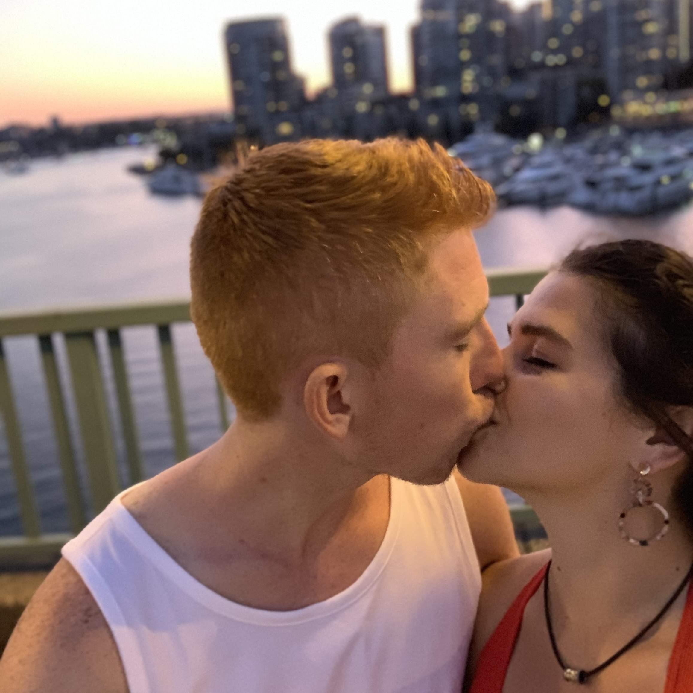 Stopped for a smooch looking over downtown Vancouver in 2019.