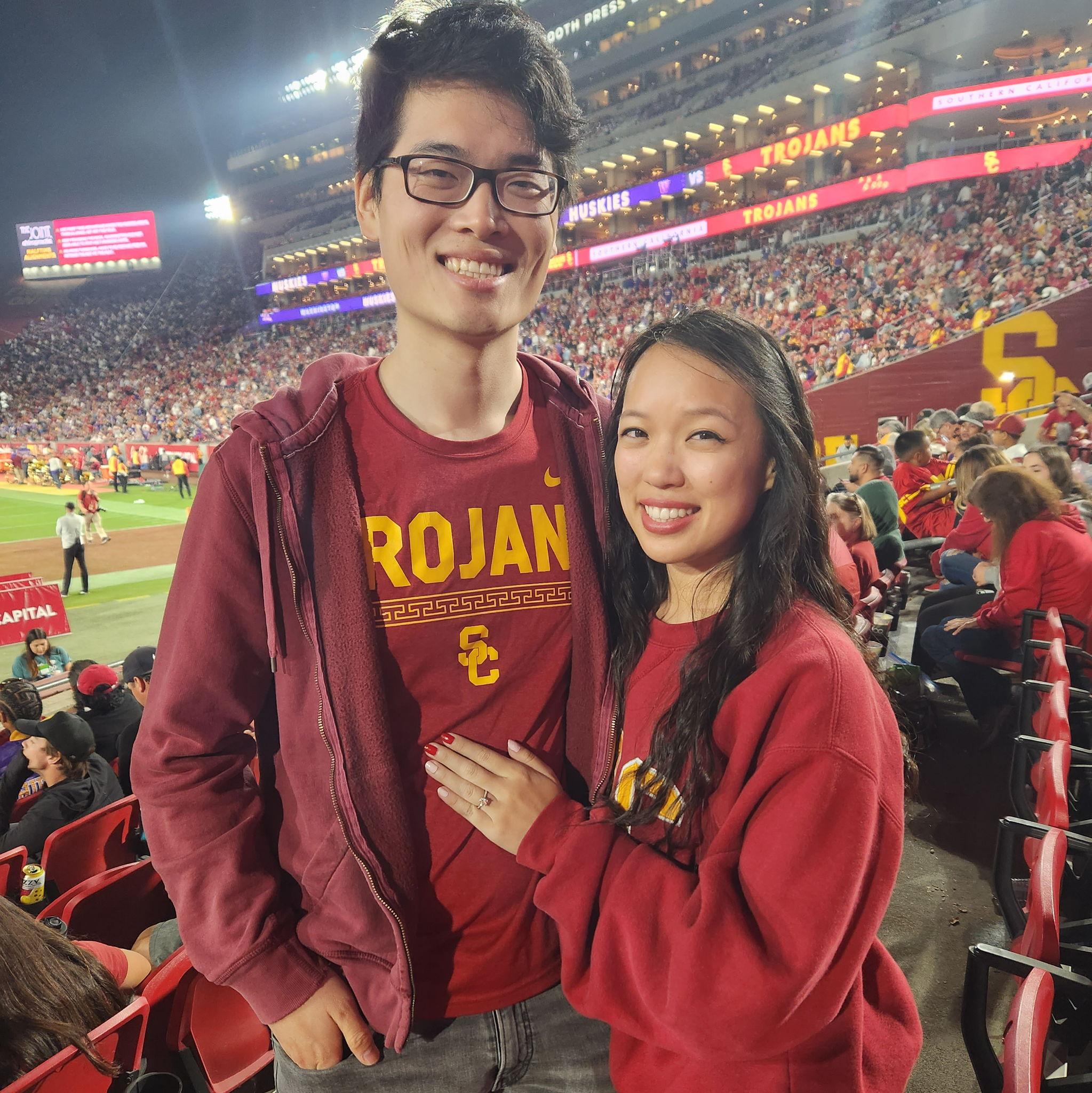 Vicky took Joe to his first USC Football game. 11/2023
