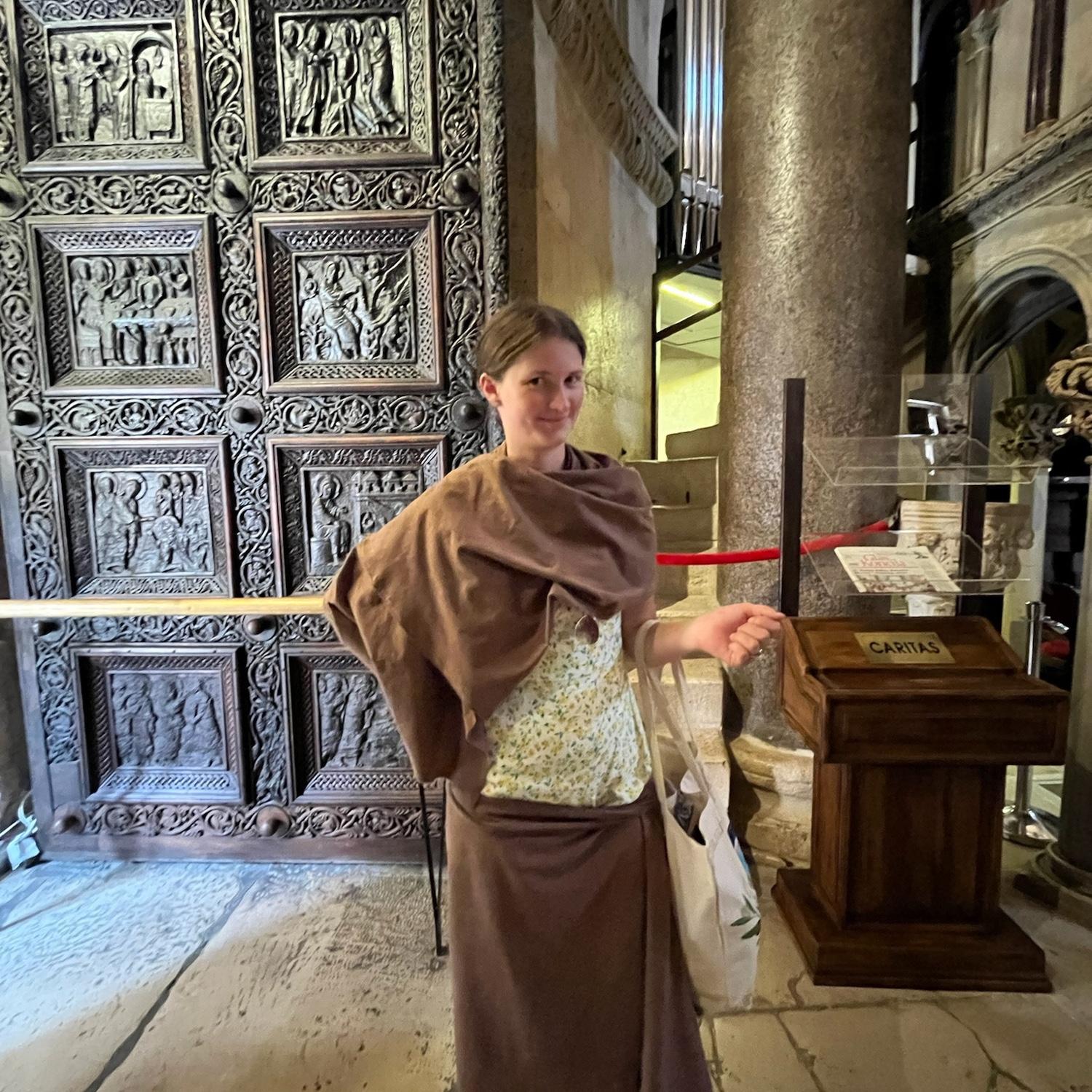 Covering up to go into a church.