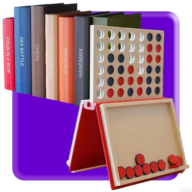 Playbook Board Game,3D Printed Hangman Game,Playbook'd Portable Books Design Board Games for Family Party,Travel Games (4 in a Row)