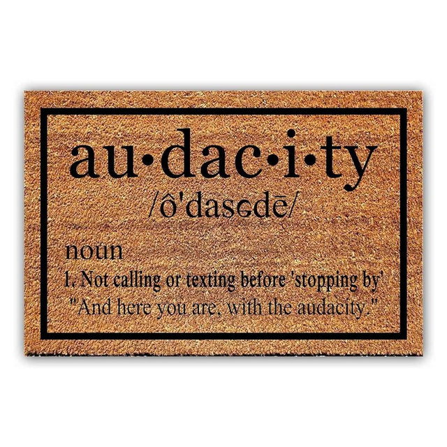 Funny Coir Doormat Audacity Definition Welcome Front Porch Decor Doormat For The Entrance Way Personalized Rugs with Heavy-Duty PVC Backing Non Slip Outdoor Rugs Coconut Coir Doormat 23.6 x 15.7 inch