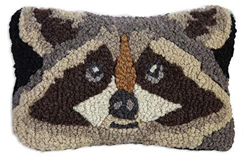 Chandler 4 Corners Artist-Designed Raccoon Hand-Hooked Wool Decorative Throw Pillow - Wildlife Pillow for Couches & Beds - Easy Care & Low Maintenance - Nature & Wilderness Pillow