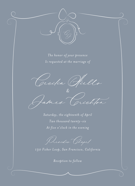 Lucille Classic | Periwinkle Gray | Zola Wedding Invitations