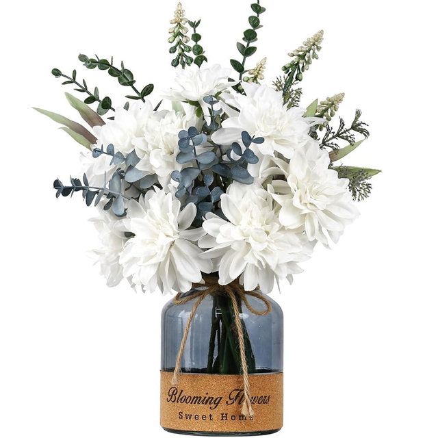 Leftover Fake Flowers in Vase,Artificial Flowers,Table Centerpieces for Dining Room,Flower Centerpieces for Tables,Faux Flowers in Vase,Kitchen Table Decor,Coffee Table Decor