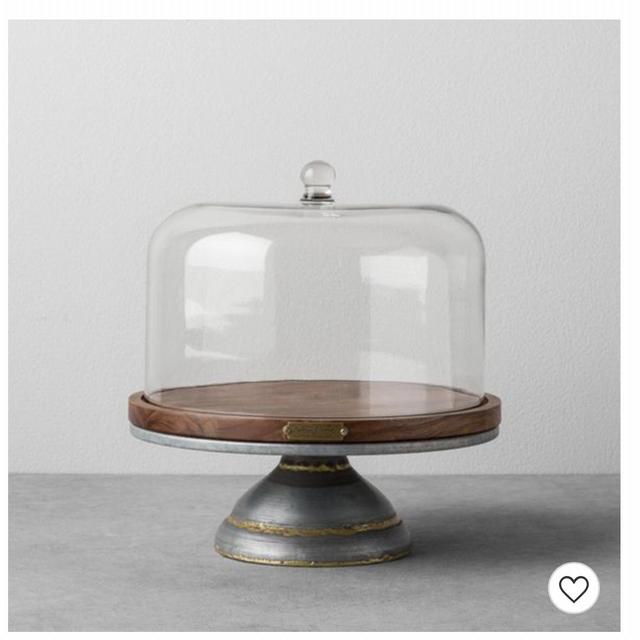 Wood and metal covered cake stand