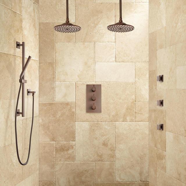Glenley Pressure Balance System - 10" Rainfall Shower - Body Sprays - Bronze