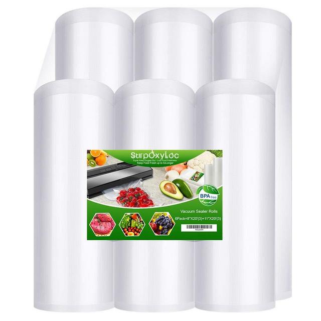 SurpOxyLoc 6 Pack 8"x20'(3Rolls) and11"x20'(3Rolls) Food Saver Vacuum Sealer Bags Rolls with BPA Free,Heavy Duty,Great for Sous Vide and Vac Seal storage