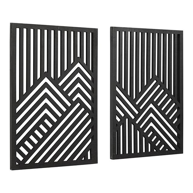 Kate and Laurel Montour Wall Art Plaque Set, 2 Piece, Black
