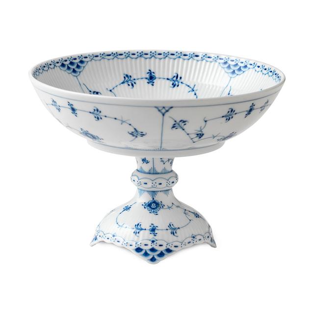 Blue Fluted Half Lace Bowl on Stand 16 cm