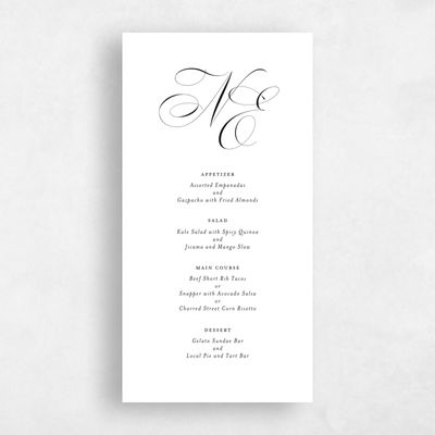 White Wedding Menu - Thorn