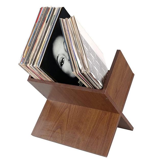 TreeHouse London Wooden Vinyl Record Holder – 80 /100 LP Storage Rack - Album Display Stand – Vinyl Record Storage – Modern Vinyl Organizer Rack - Protects Albums, Books & Magazines
