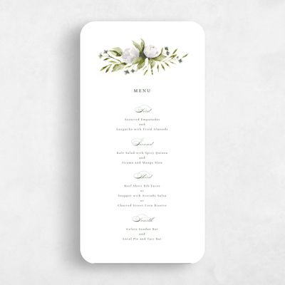 White Rounded Wedding Menu - Cordova
