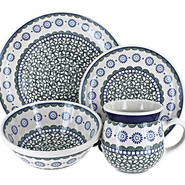 Blue Rose Polish Pottery Maia 4 Piece Place Setting - Service for 1
