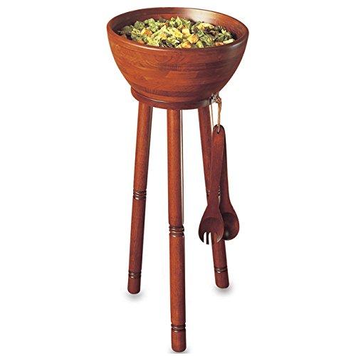 Woodard & Charles WC560-3 Stand & Salad Salad Bowl Set, 16" x 7", Stand 30", Servers 14", Cherry … (Salad Bowl with Stand and Servers)