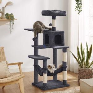 FEANDREA Multi-Level 56.3-in Plush Cat Tree & Condo, Smoky Grey - Chewy.com