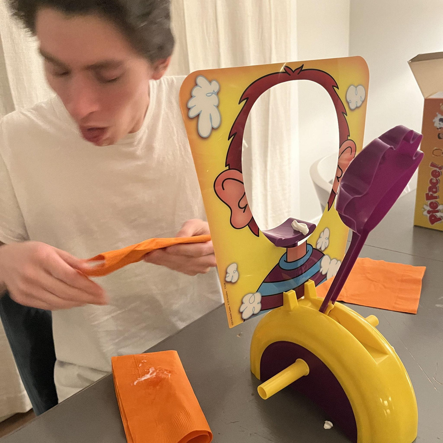 William losing at the pie face game
