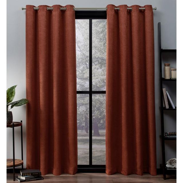 Set of 2 96"x52" Oxford Textured Sateen Thermal Room Darkening Grommet Top Window Curtain Panel Mecca Orange - Exclusive Home