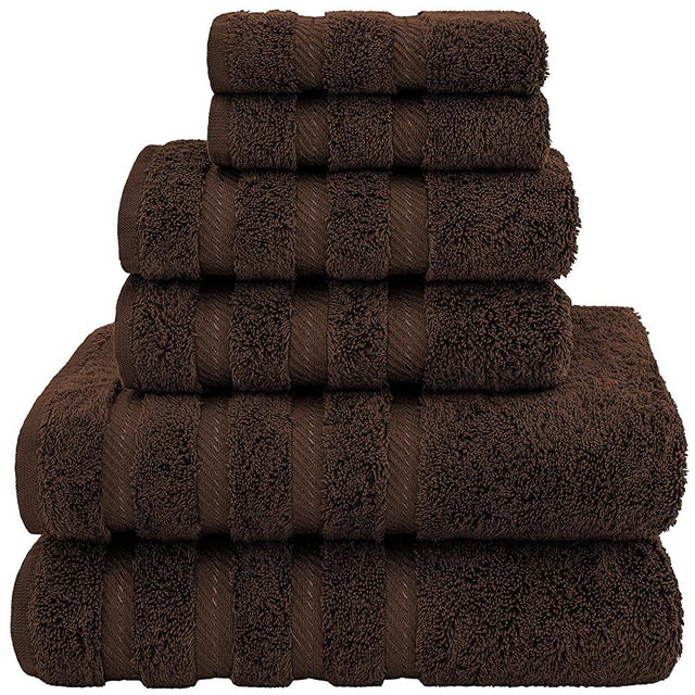 American Soft Linen Premium, Luxury Hotel & Spa Quality, 6 Piece Kitchen & Bathroom Turkish Genuine Cotton Towel Set, for Maximum Softness & Absorbency, [Worth $72.95] Chocolate Brown