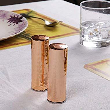 GoCraft Salt and Pepper Shakers | Elegant Designed Copper Finish Stainless Steel Salt and Pepper Shakers - 4" (Hammered)